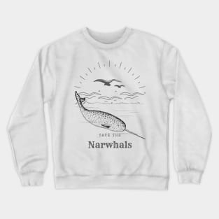 Save The Narwhals Unicorn Of The Sea Retro Style Crewneck Sweatshirt